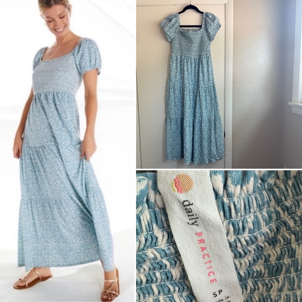 By Anthropologie Daily Practice Maxi Dress Blue White